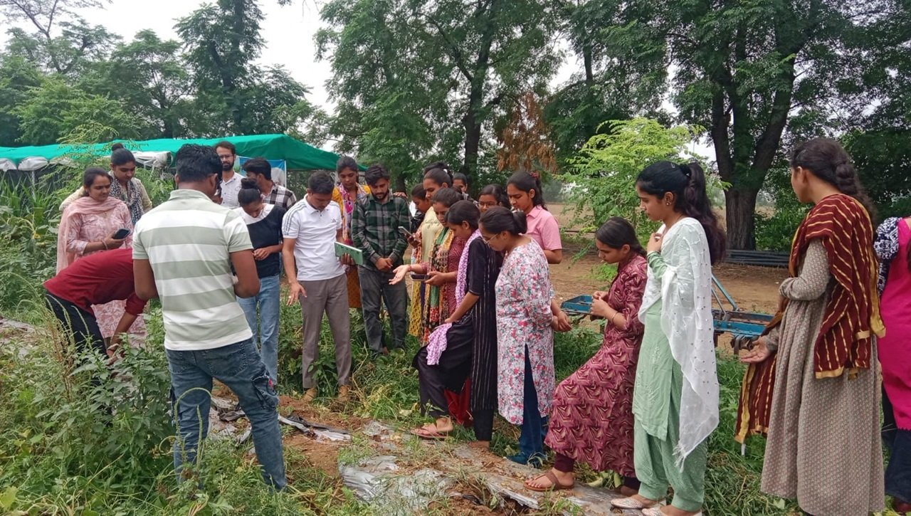 Rewari News: देशी गाय के गोबर के क्या है फायदे: यशपाल खोला धारूहेड़ा: दिल्ली जयपुर हाईवे स्थित एग्रो कृषि फार्म पर जागरूकता कार्यक्र्म आयोजित किया गया। इस मौके पर कृषि फार्म पहुंचे विद्यार्थियों को जैविक खेत, टपका सिचाई, देशी गाय के पालने के फायदों के प्रति जागरूक किया
